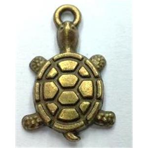 Tibetan silver tortoise pendant, non-nickel, bronze, approx 12x19mm