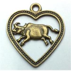 tibetan silver pendant, Chinese Zodiac Ox, approx 22mm dia