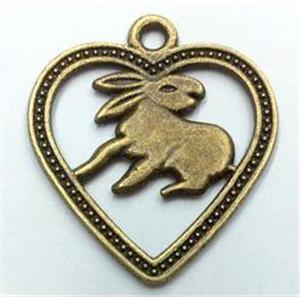 tibetan silver pendant, Chinese Zodiac Hare, approx 22mm dia