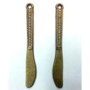 dinner knife, tibetan silver pendant non-nickel, bronze, approx 6x51mm
