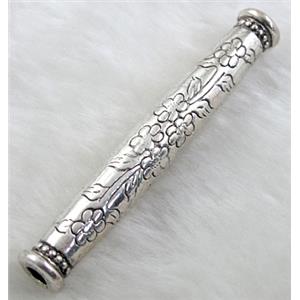 Tube, Tibetan Silver Spacer Non-Nickel, 9mm dia,62mm length, hole:4mm