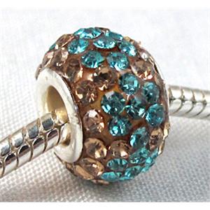 acrylic bead with middle east rhinestone, 10x15mm, 5mm hole