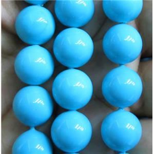 blue Pearlized Shell Beads, round, approx 12mm dia