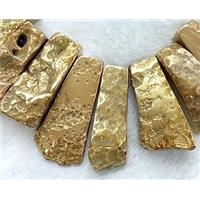 rock Agate stone beads for necklace, freeform stick, gold electroplated, approx 15-60mm