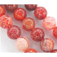 round Fire Ruby Agate beads, grade A, 16mm dia, approx 25pcs per st