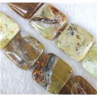 yellow opal stone bead, square, approx 25x25mm, 15.5 inches