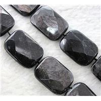 black hypersthene bead, faceted rectangle, approx 18x25mm, 15.5 inches
