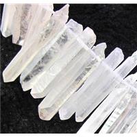 clear quartz stick beads for necklace, freeform, approx 15-35mm