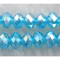 Chinese Glass Crystal Beads, faceted fondelle, aqua AB-color, 12mm dia, 72pcs per st