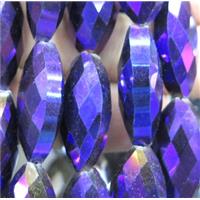 Chinese crystal glass beads, faceted oval, approx 12x25mm, 15pcs per st