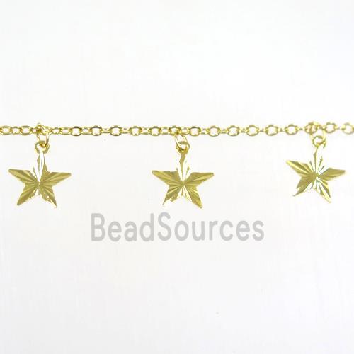 copper chain with star, gold plated