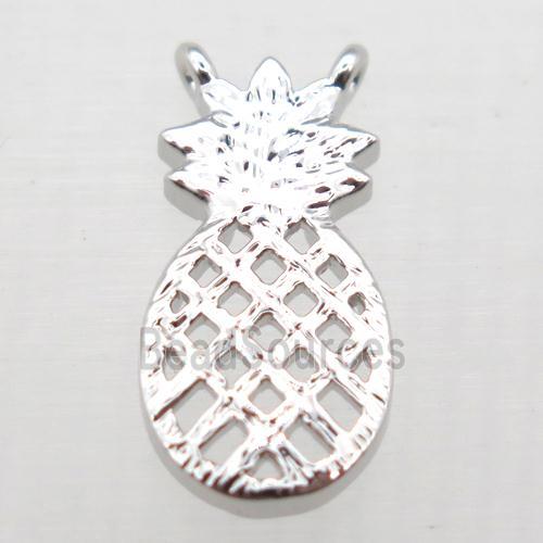 copper pineapple pendant, platinum plated