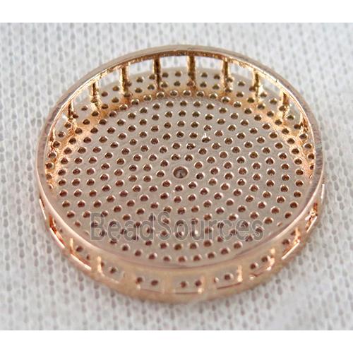 copper bead paved zircon, circle, rose gold