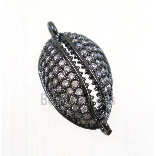 copper connector pave zircon, slide fastener, black plated