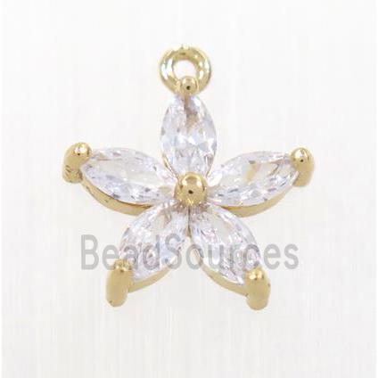 copper flower pendant pave zircon, rose gold