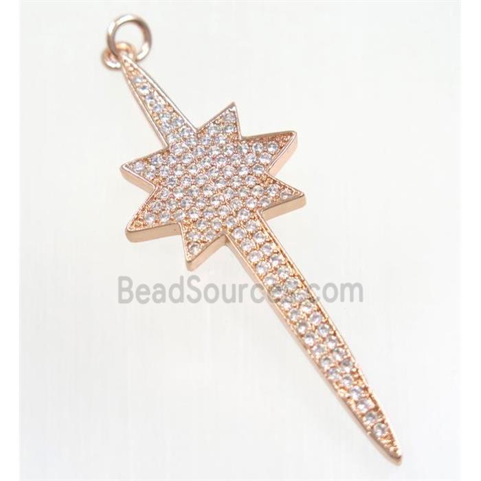 copper NorthStar pendant paved zircon, rose gold