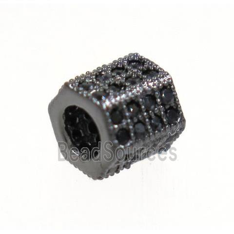 copper tube bead paved zircon, black plated