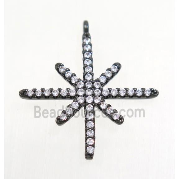 copper northStar pendant paved zircon, black plated