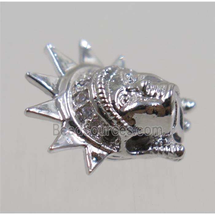 copper bead paved zircon, platinum plated