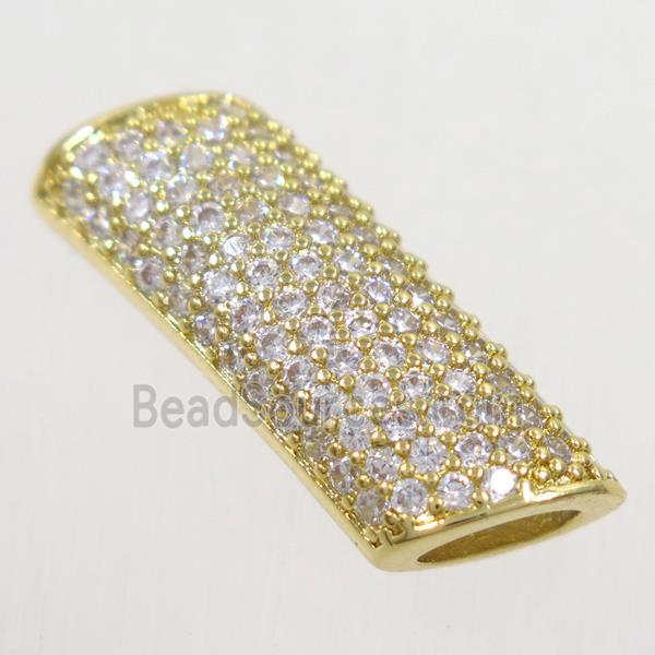 copper tube beads paved zircon, gold plated