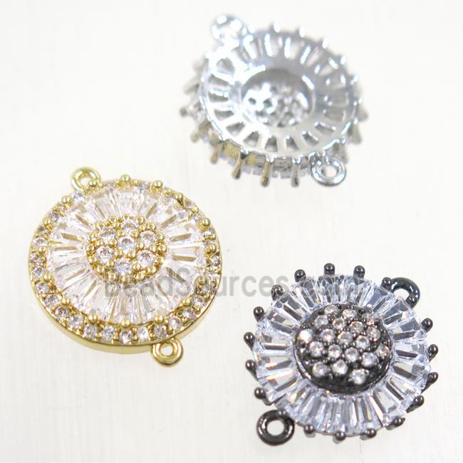 copper sunflower connector paved zircon, mix color