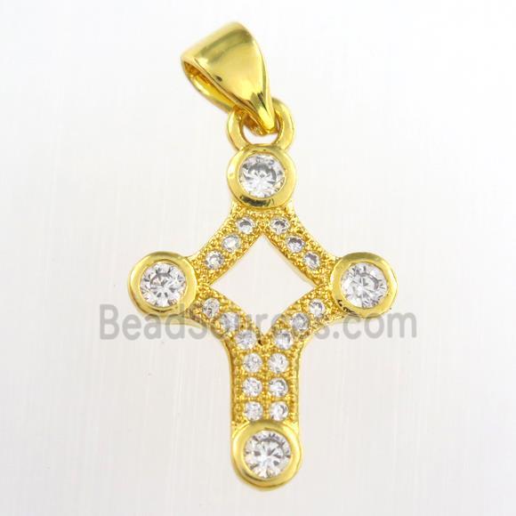 copper star pendants paved zircon, gold plated