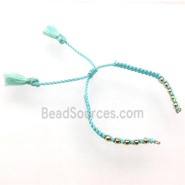 aqua nylon wire bracelet chain with tassel