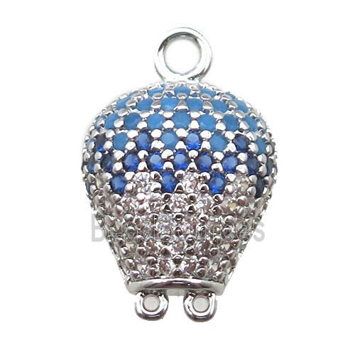 copper balloon pendant paved zircon, platinum plated
