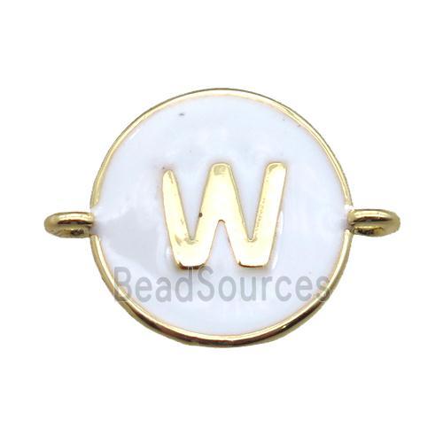 white enameling copper letter-W connector, gold plated