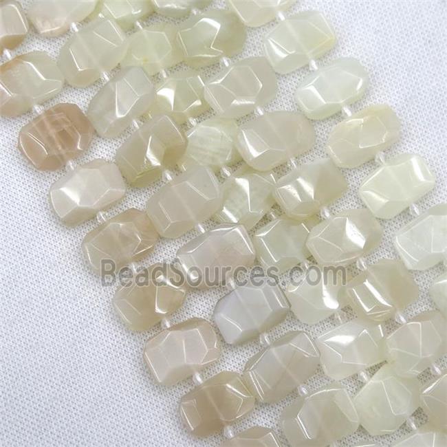 white gray MoonStone beads, faceted rectangle
