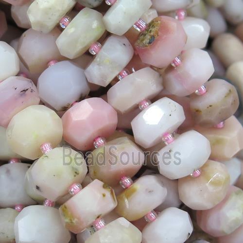 pink Opal Jasper beads, faceted rondelle
