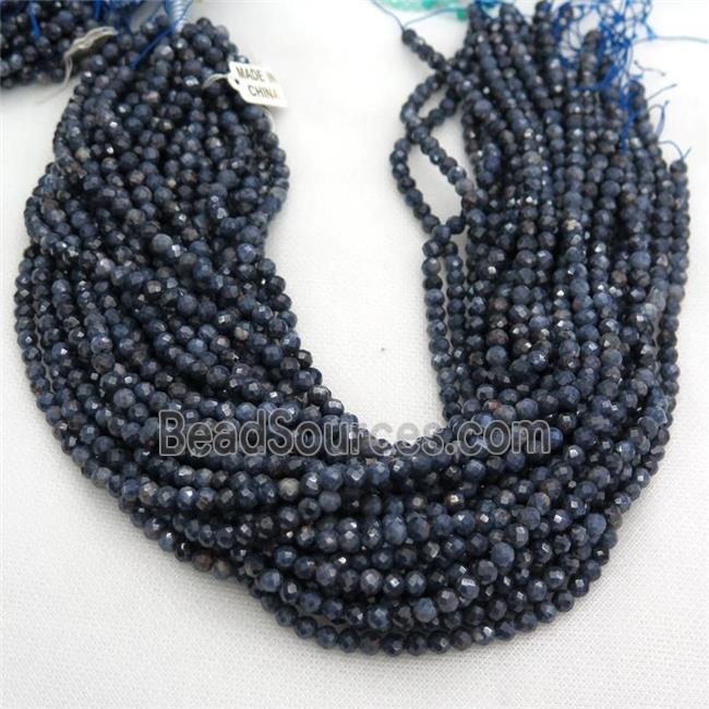 Darkblue Natural Sapphire Beads Faceted Round AA-Grade