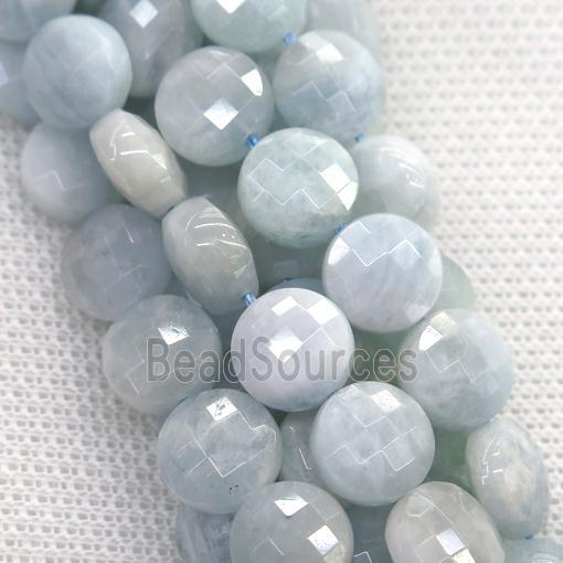 Aquamarine beads, faceted circle