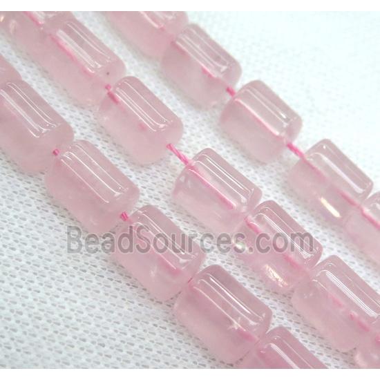 rose quartz beads, 3faces tube