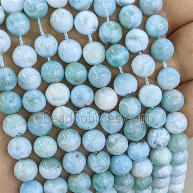 natural Larimar beads, round, blue, AAA-grade