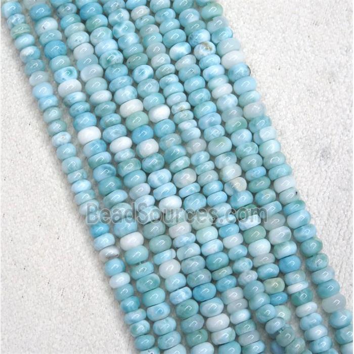 natural Larimar beads, rondelle, blue, AAA-grade