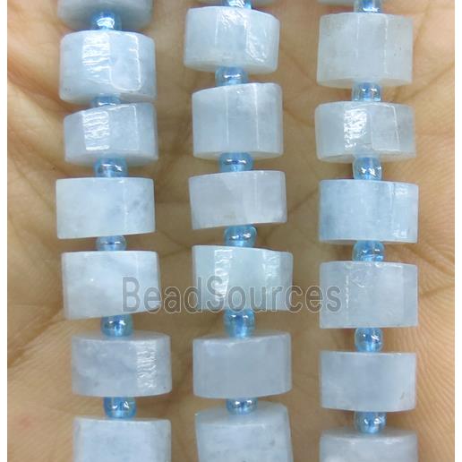 Aquamarine beads, A-grade, faceted heishi