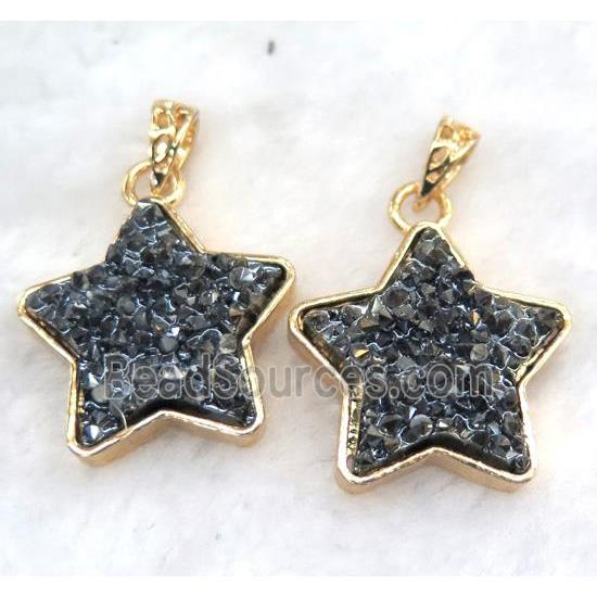 gemstone pendant, star, gold plated