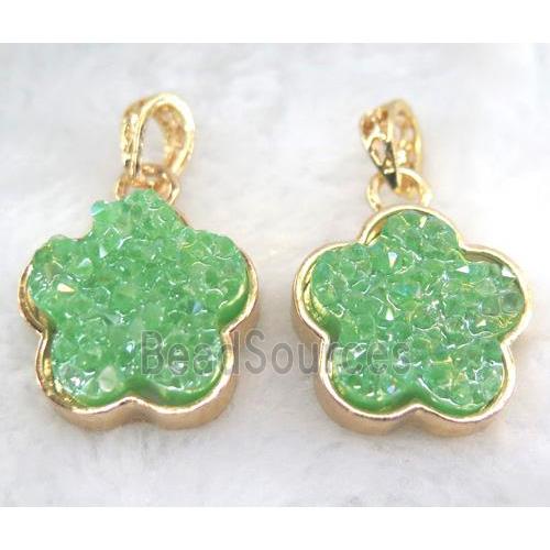 druzy resin pendant, gold plated