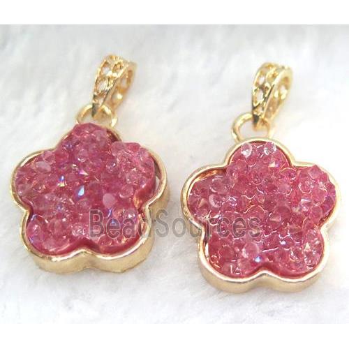 druzy resin pendant, gold plated
