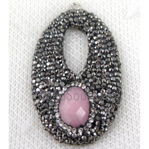 gemstone pendant paved rhinestone