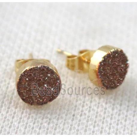 golden champagne druzy agate earring studs