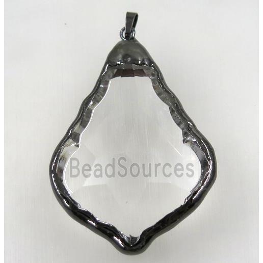 chinese crystal glass pendant, black plated