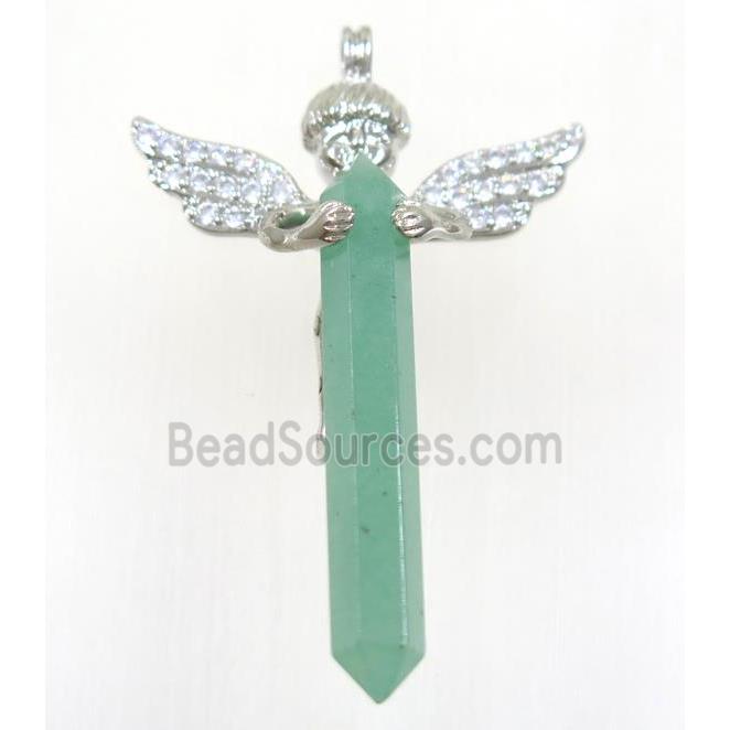 gemstone pendant, angel, platinum plated