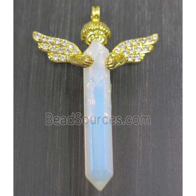 gemstone pendant, angel, gold plated