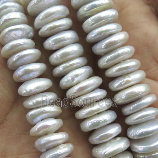 Freshwater Pearl heishi beads, white