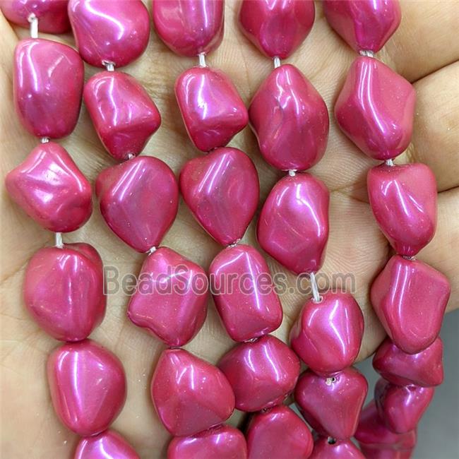 hotpink pearlized shell beads, freeform