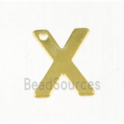 stainless steel letter X pendant, gold plated