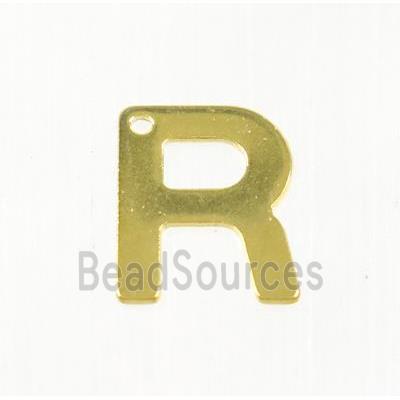 stainless steel letter R pendant, gold plated