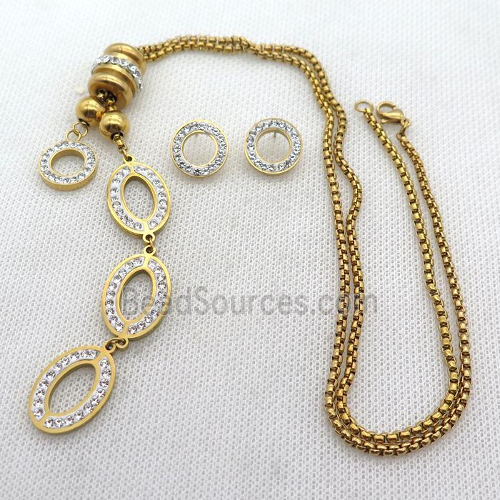 stainless steel necklace and earring, gold plated